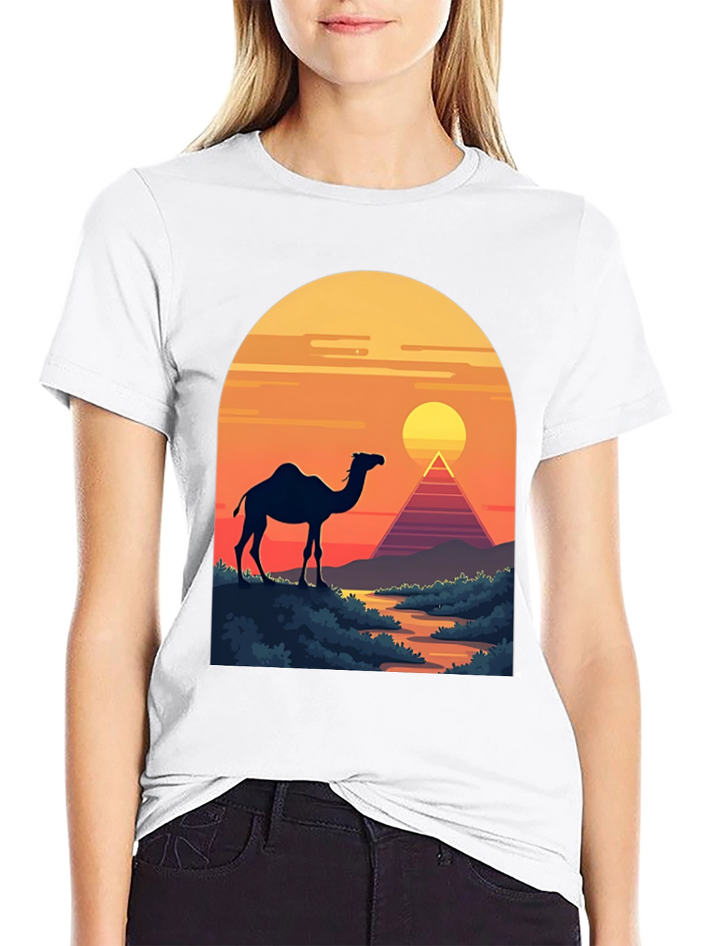 Camel & Pyramid Sunset Graphic Tee