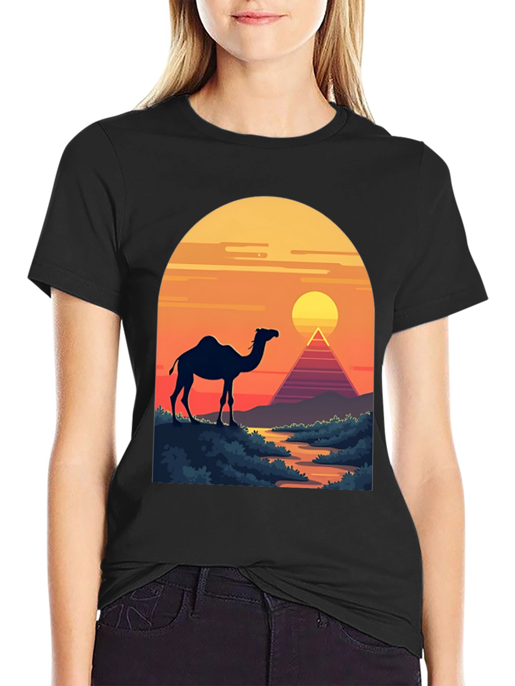 Camel & Pyramid Sunset Graphic Tee