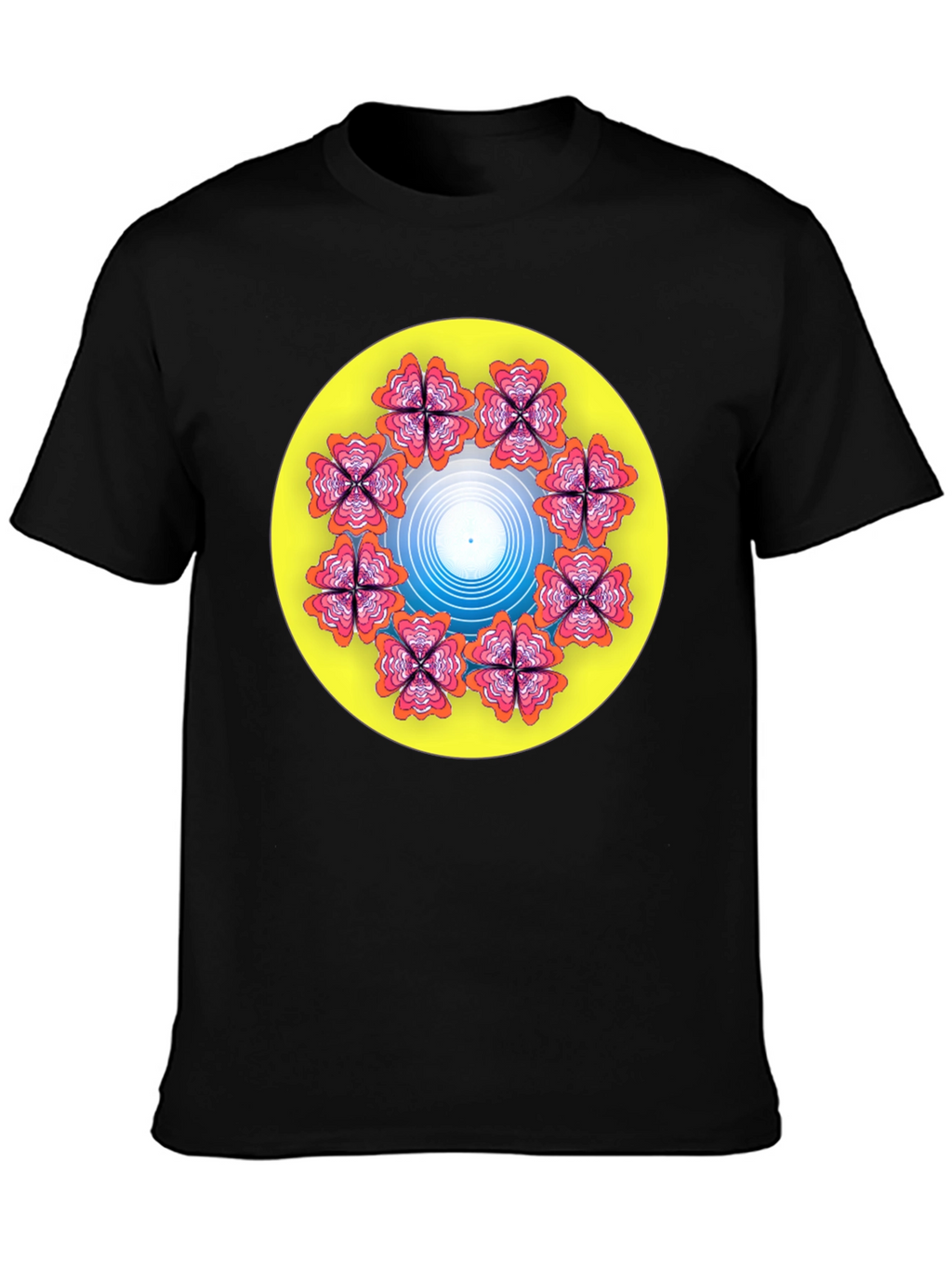 Floral Mandala Graphic T-Shirt - Black