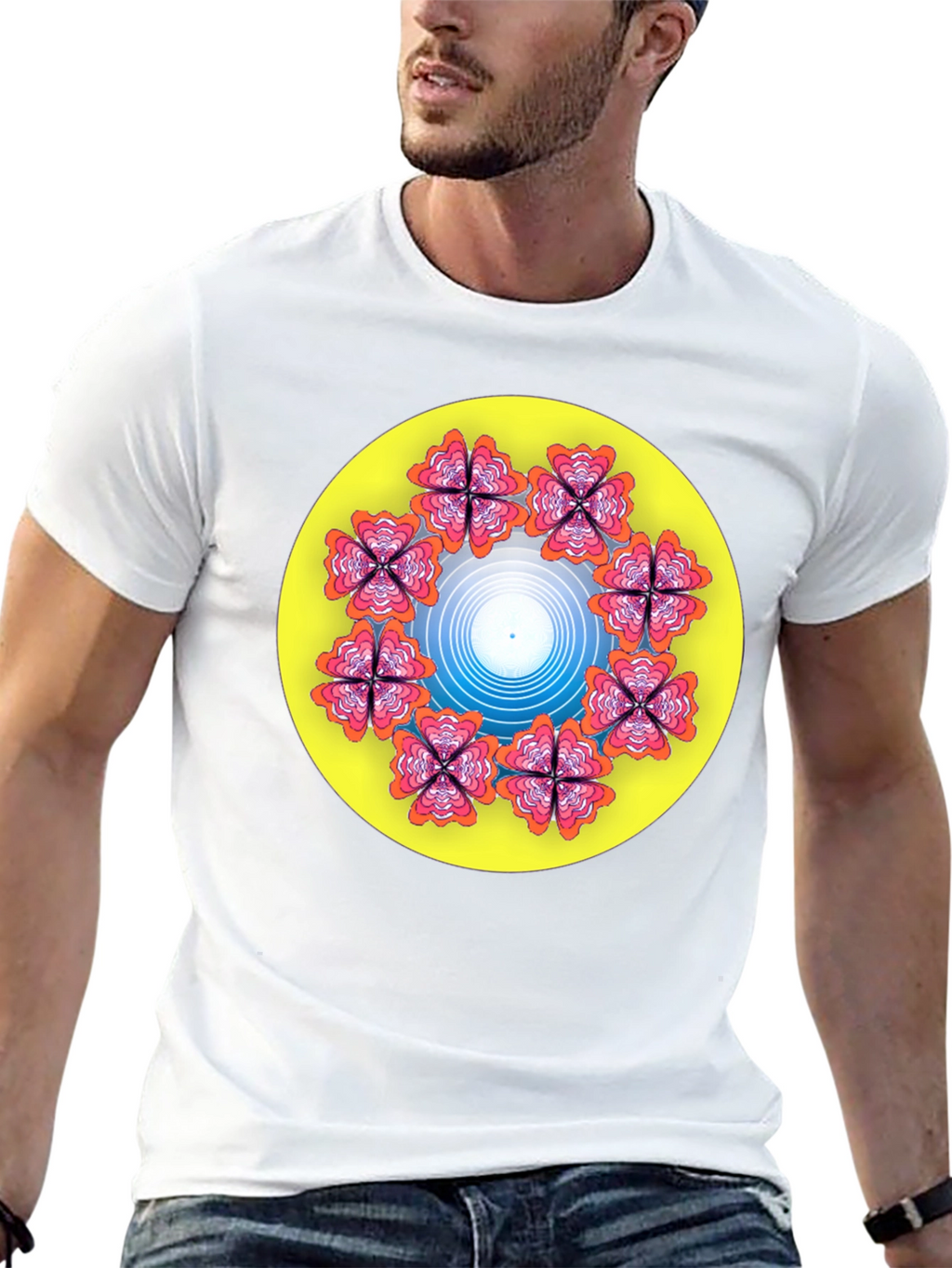 Floral Mandala Graphic T-Shirt - Black