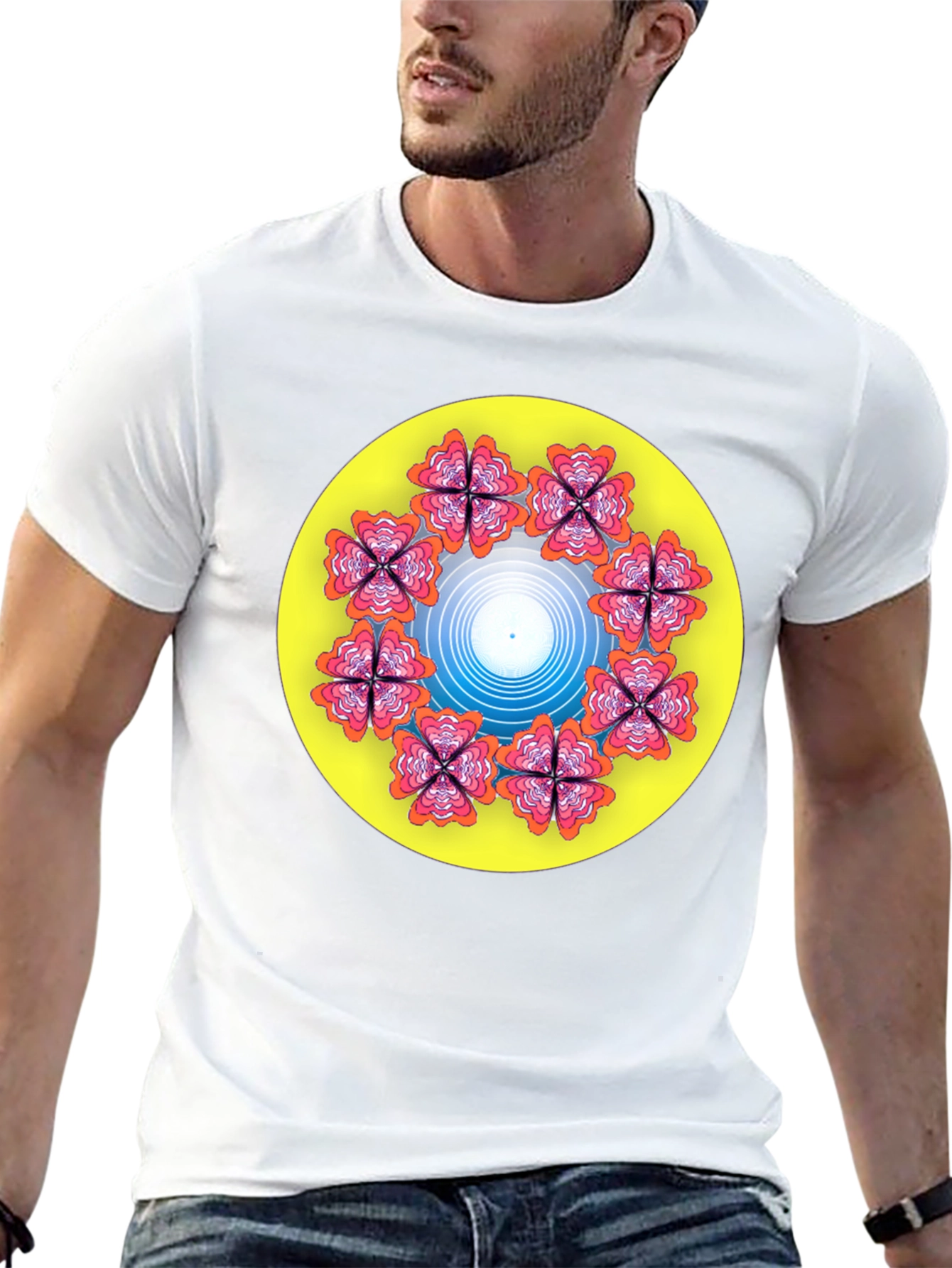Floral Mandala Graphic T-Shirt - Black