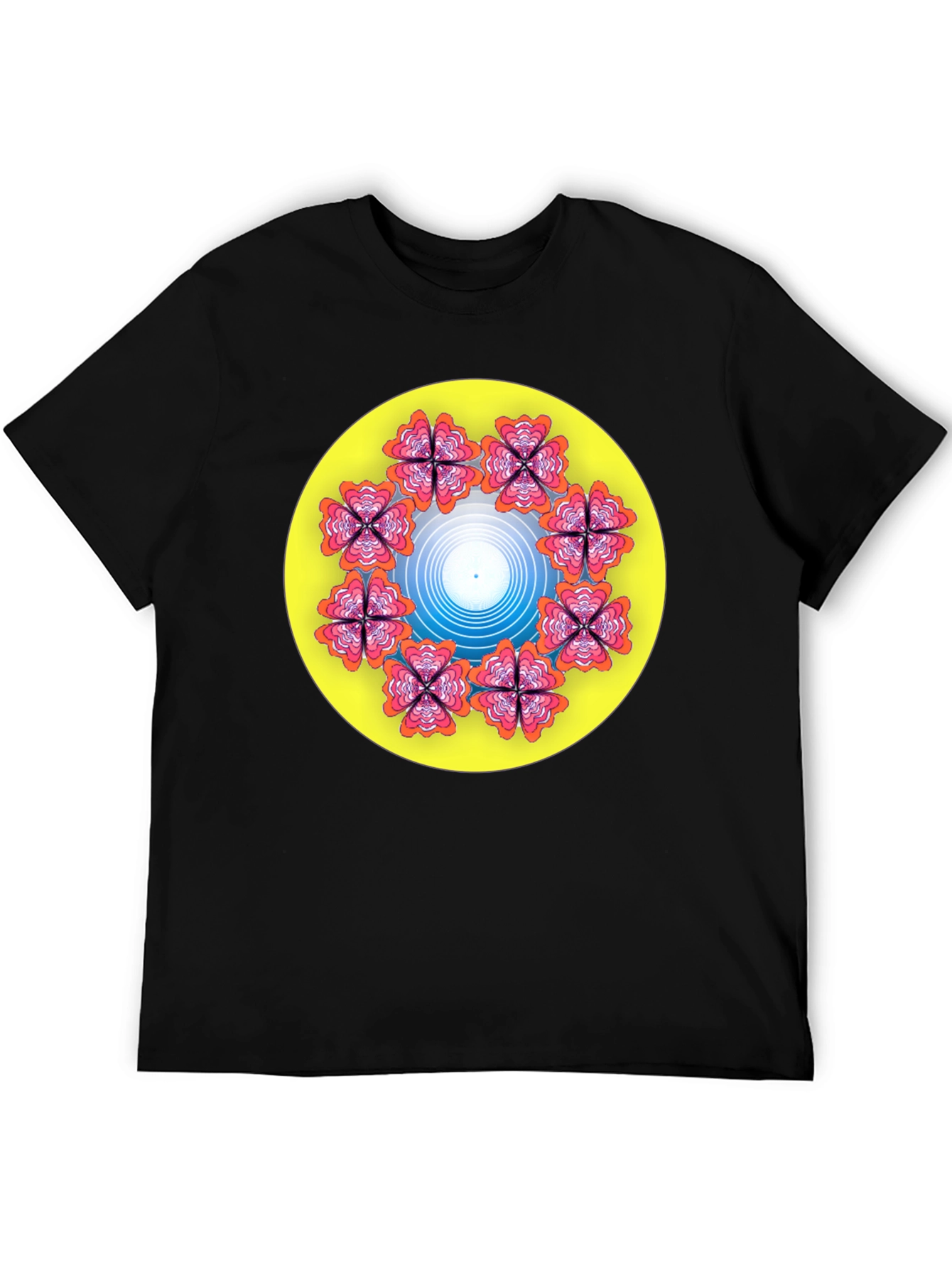 Floral Mandala Graphic T-Shirt - Black