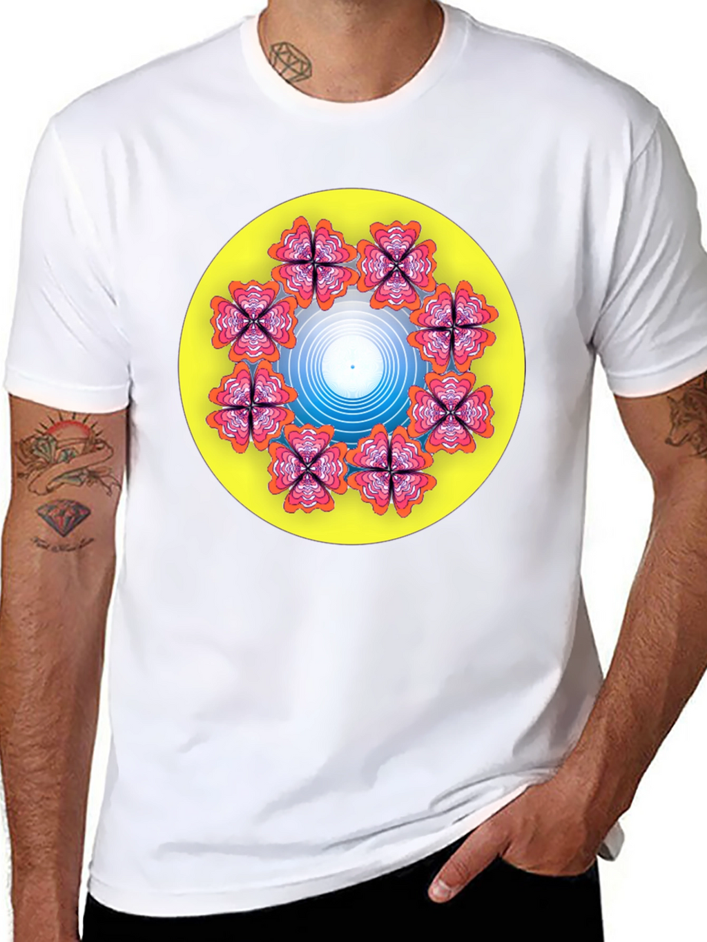 Floral Mandala Graphic T-Shirt - Black