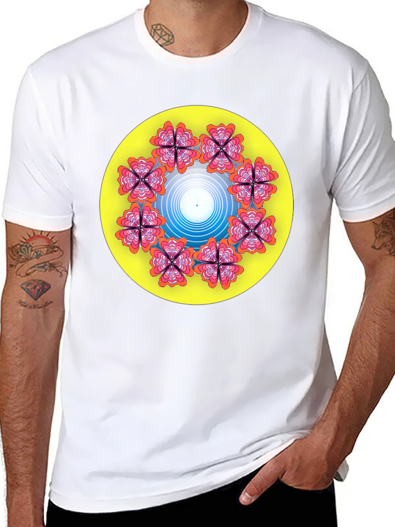 Floral Mandala Graphic T-Shirt - Black