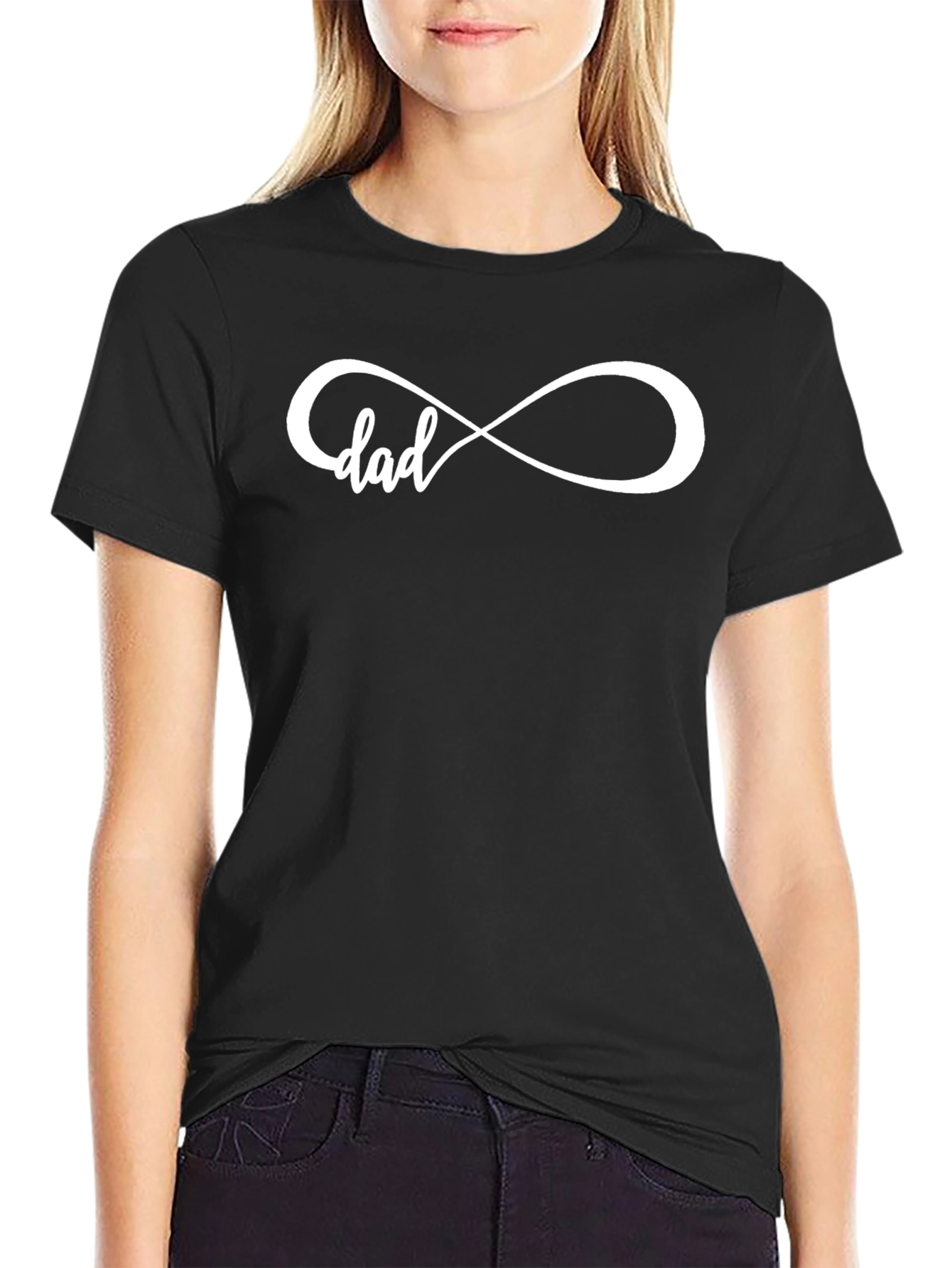 Dad Infinity Symbol Graphic Tee - Black Cotton Blend T-Shirt