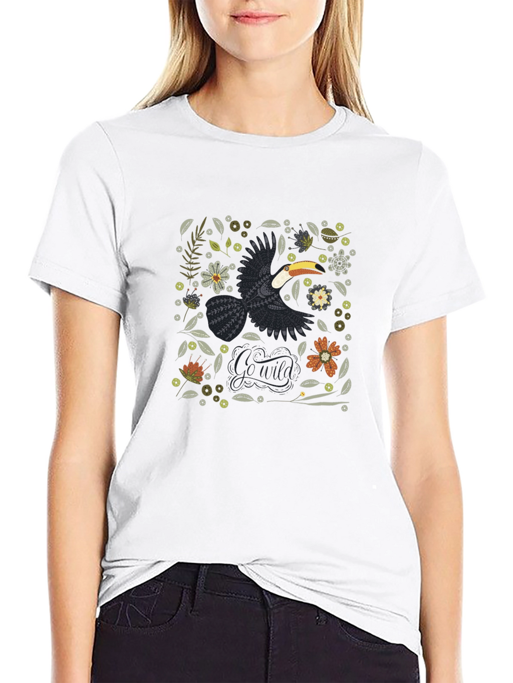 Tropical Toucan Graphic Tee - Black