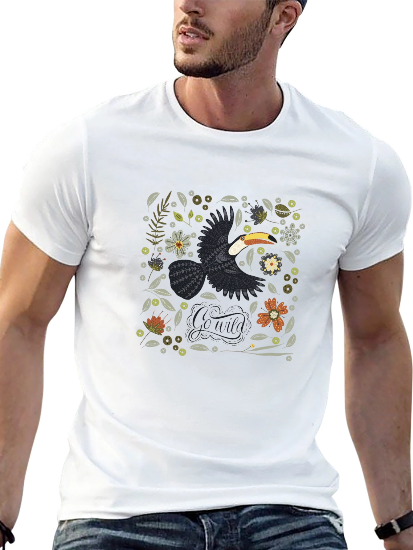 Tropical Toucan Graphic Tee - Black