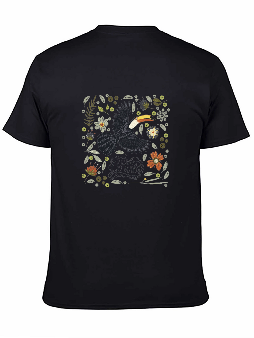 Tropical Toucan Graphic Tee - Black