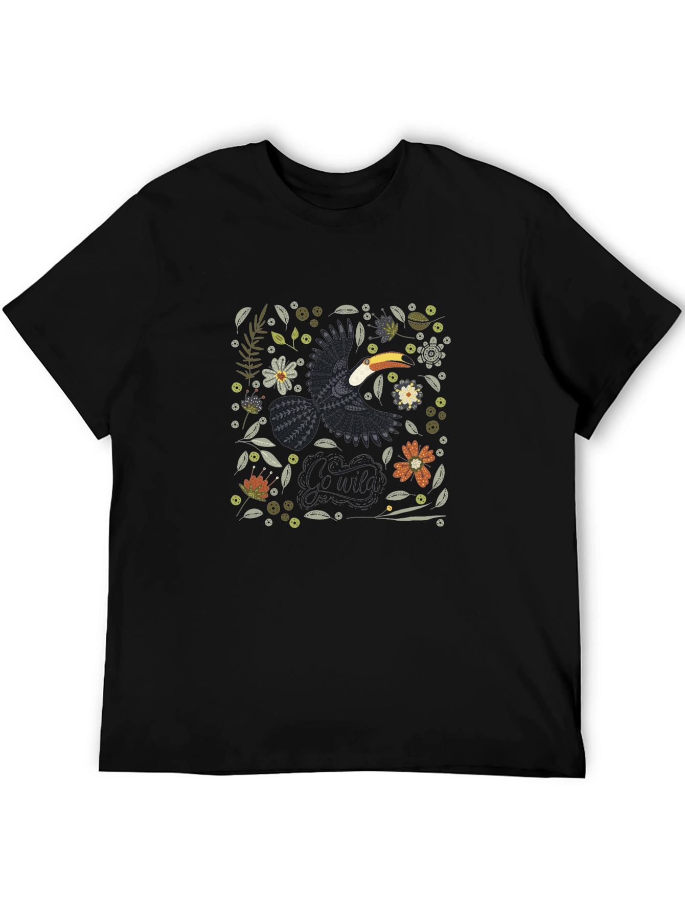 Tropical Toucan Graphic Tee - Black