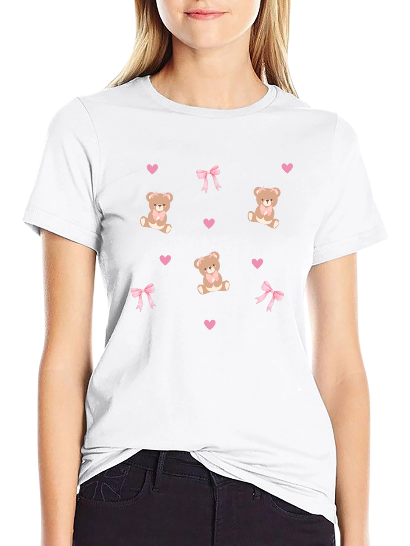 Teddy Bear Print T-Shirt - Black