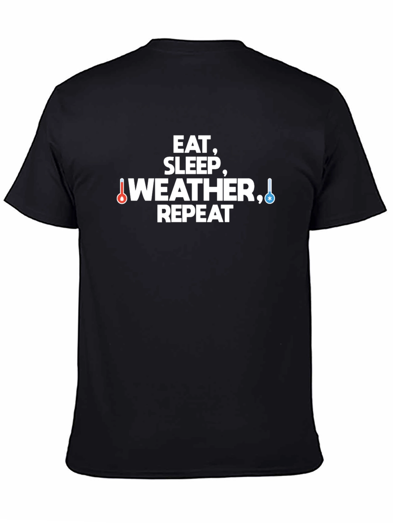 Eat Sleep Weather Repeat Black Graphic T-Shirt