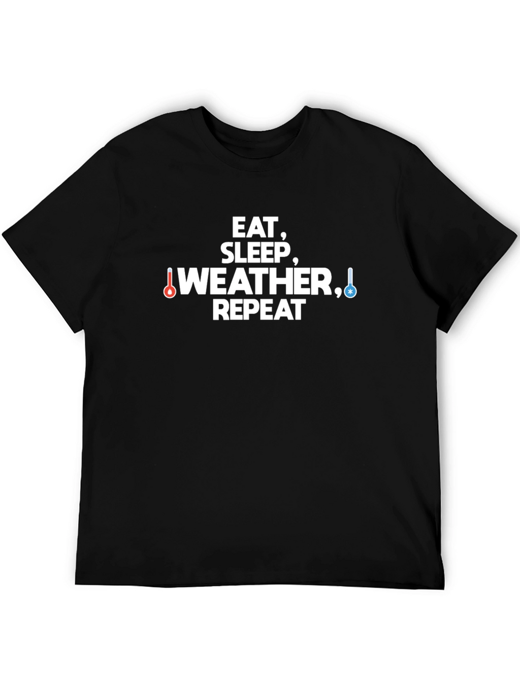 Eat Sleep Weather Repeat Black Graphic T-Shirt