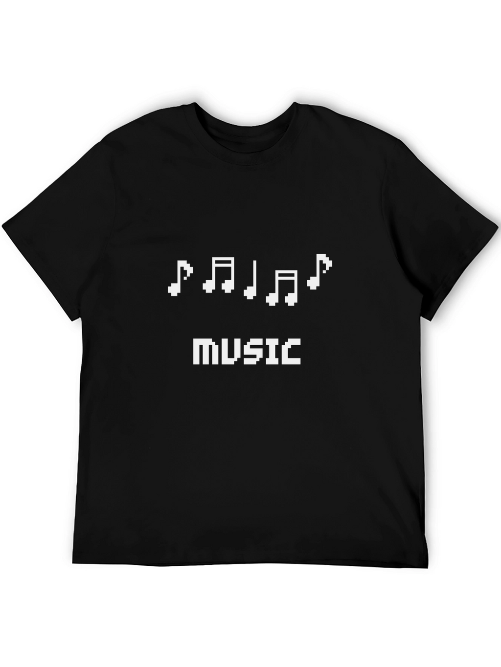 Pixel Music Notes Black T-Shirt