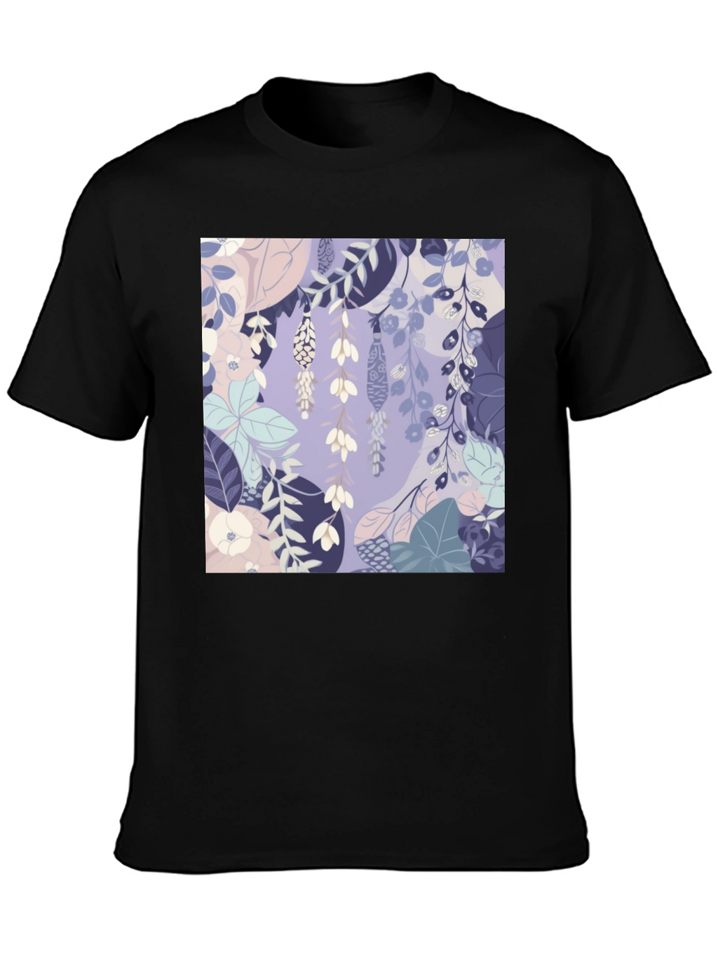 Floral Print Tee - Stylish Mens Black T-Shirt