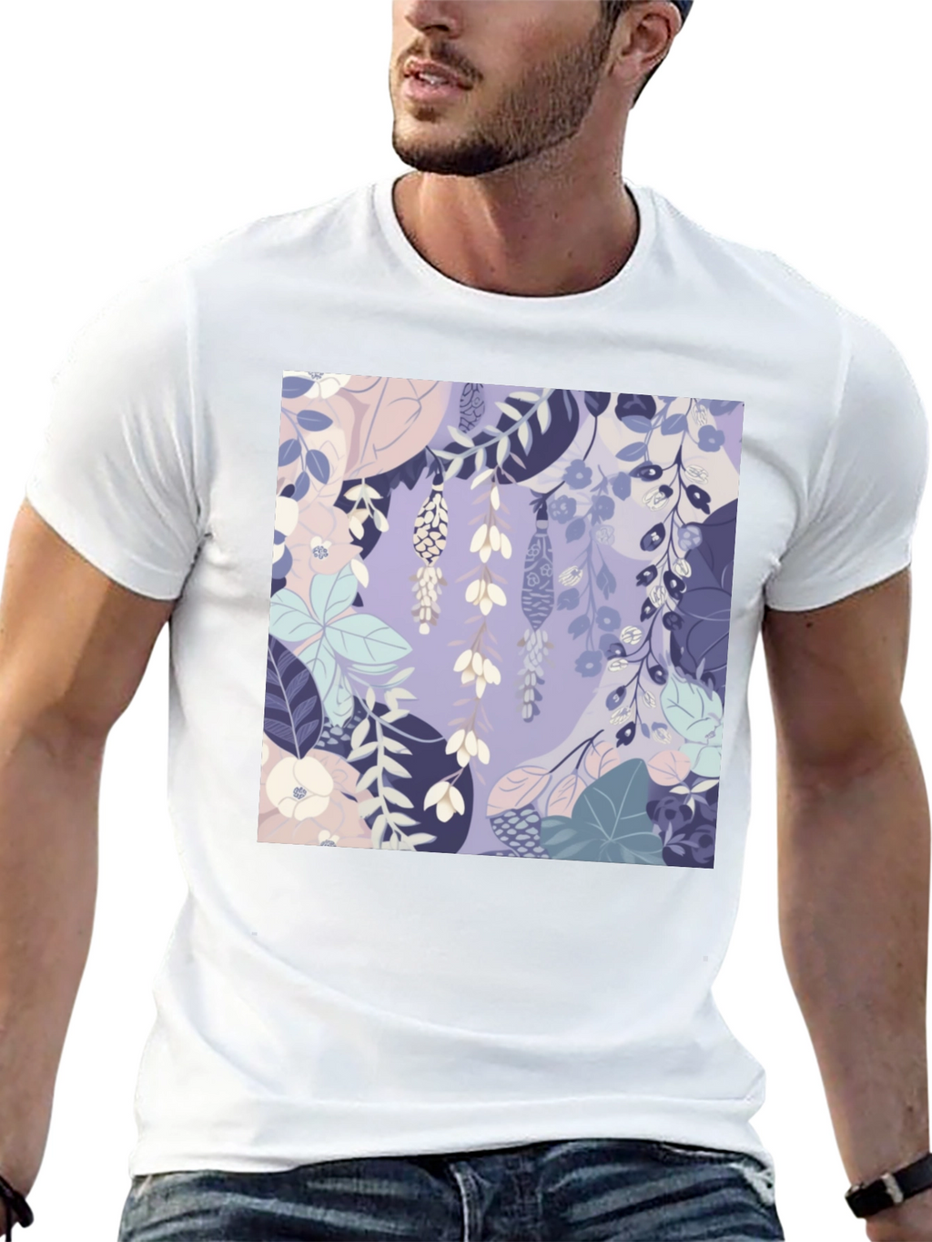 Floral Print Tee - Stylish Mens Black T-Shirt