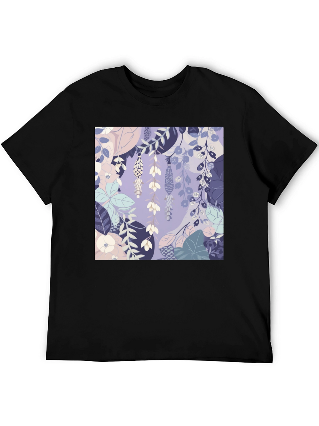 Floral Print Tee - Stylish Mens Black T-Shirt