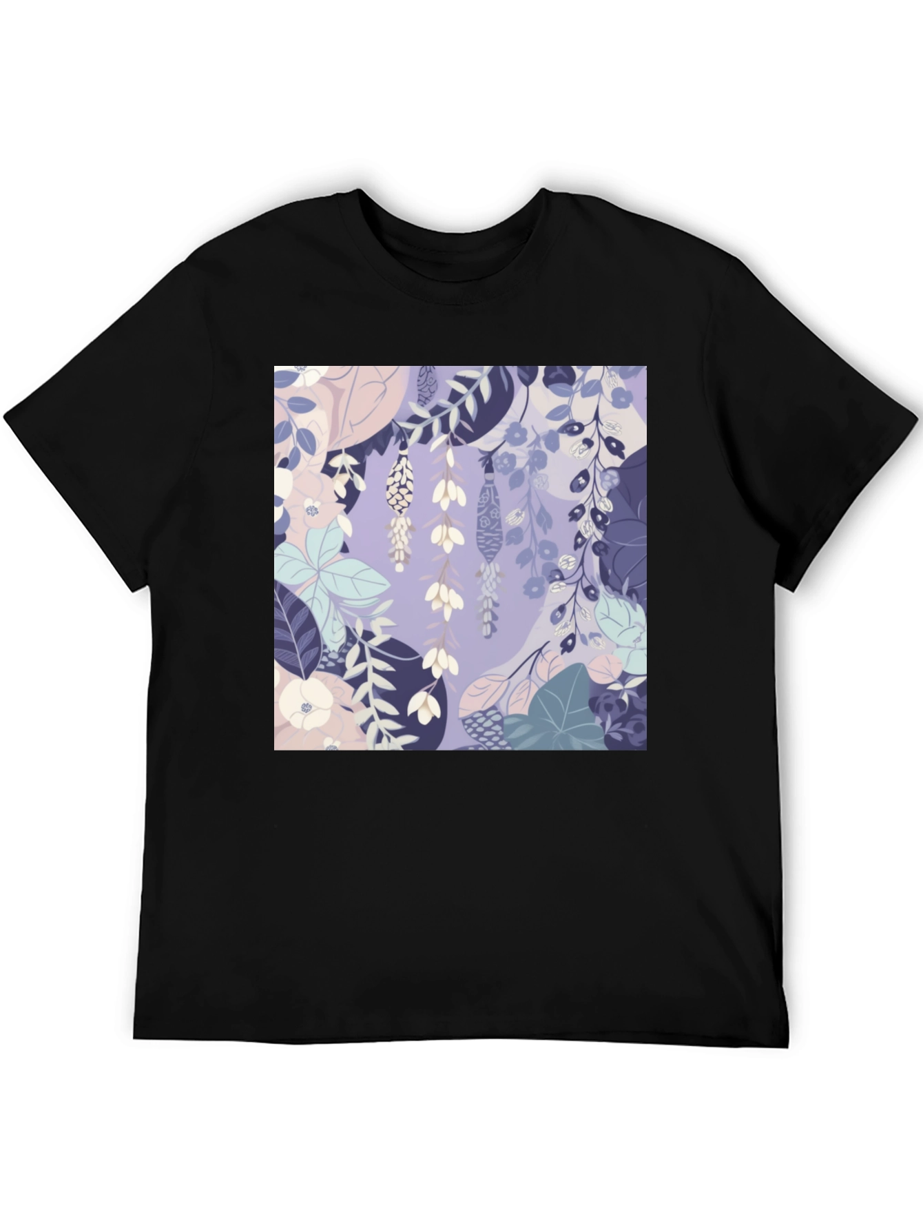 Floral Print Tee - Stylish Mens Black T-Shirt