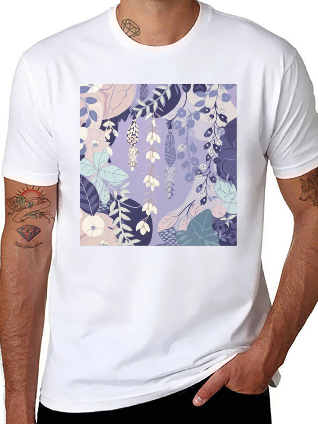 Floral Print Tee - Stylish Mens Black T-Shirt