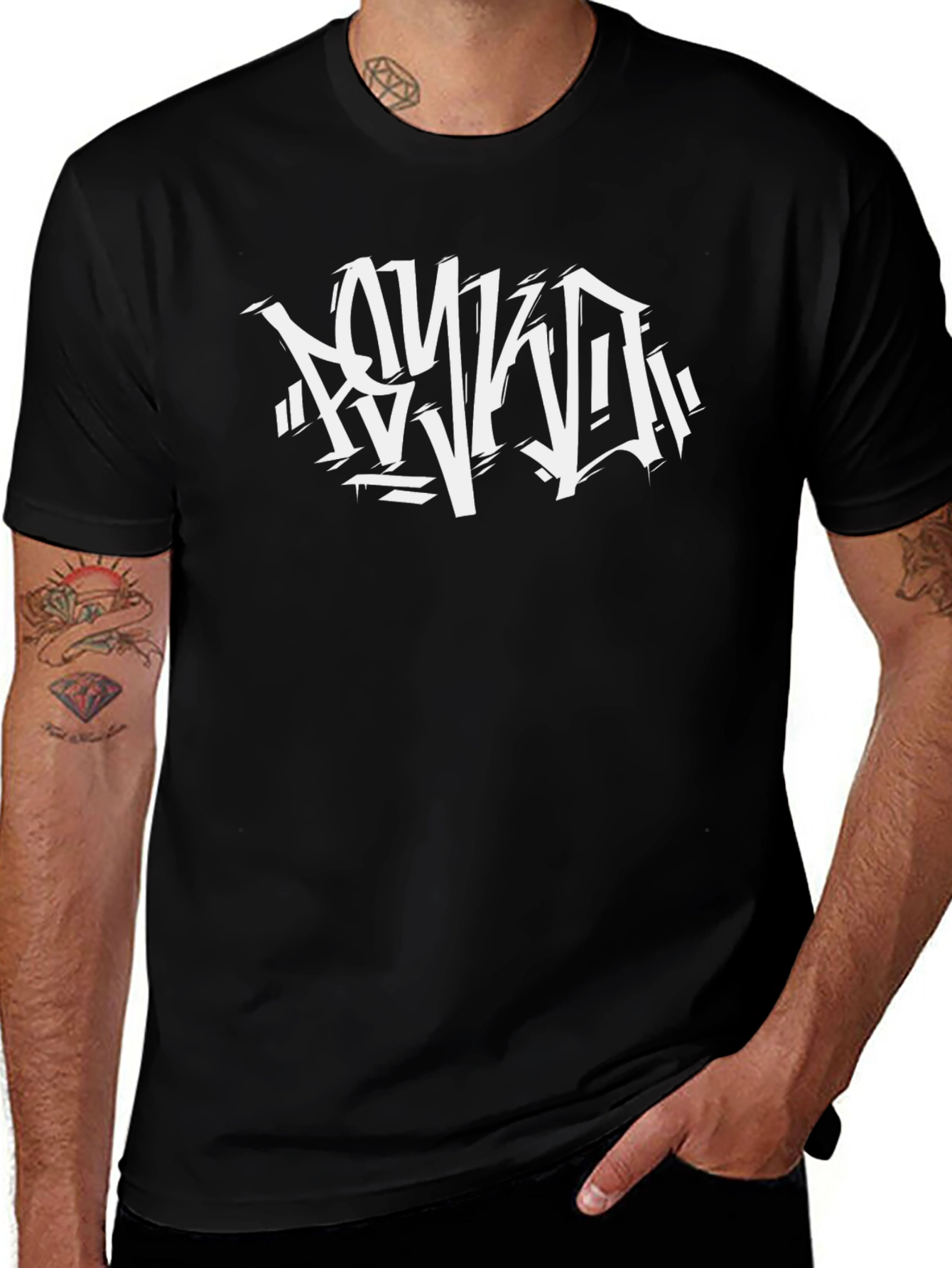 Urban Style Graphic Print Black T-Shirt