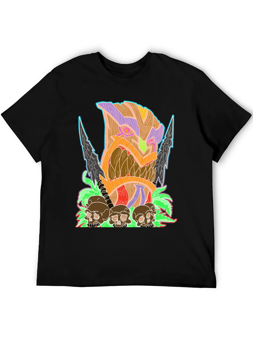 Tiki Skull Graphic Tee - Black