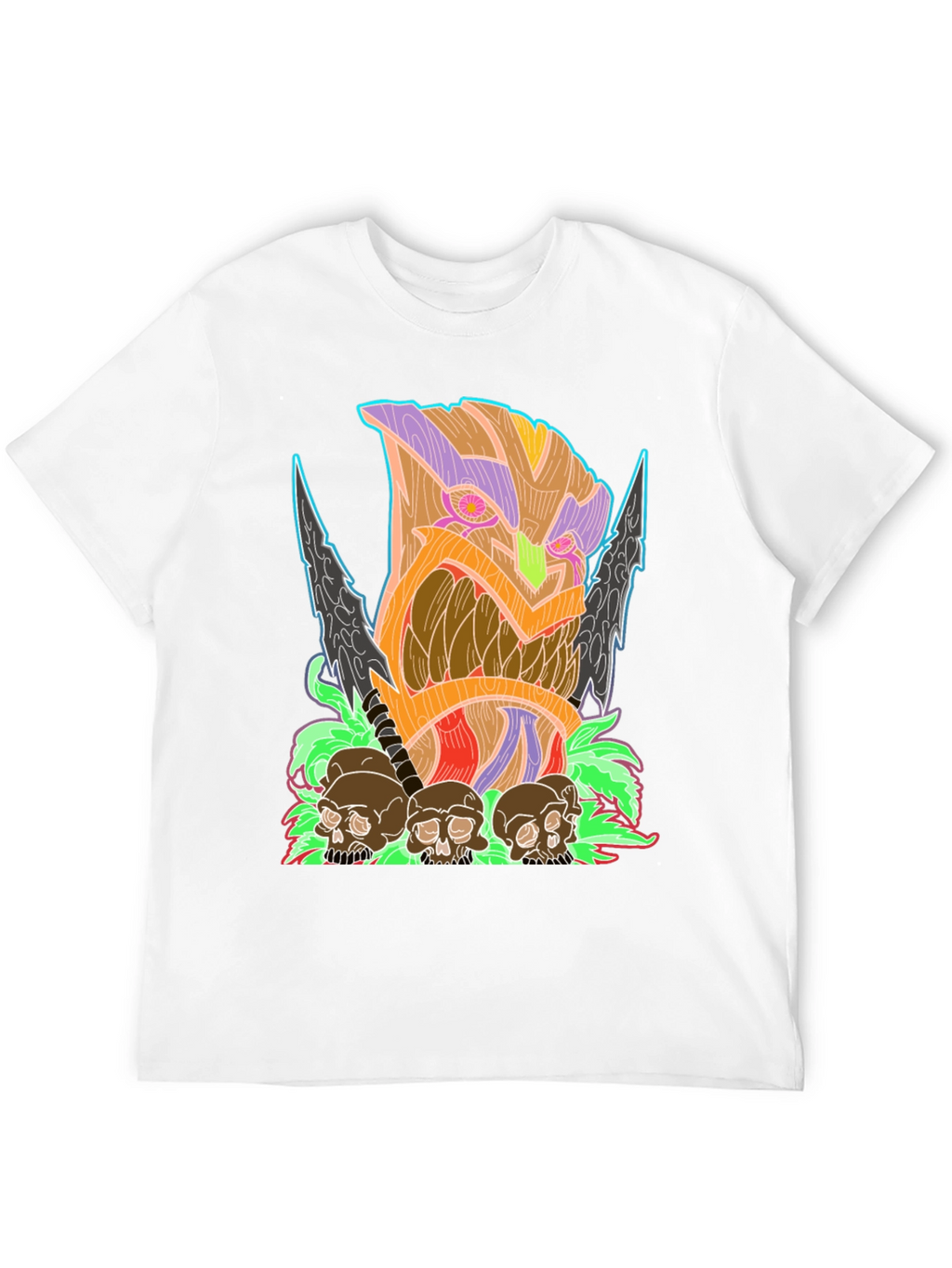 Tiki Skull Graphic Tee - Black