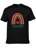 Zenaida Rainbow Heart Graphic Tee - Black