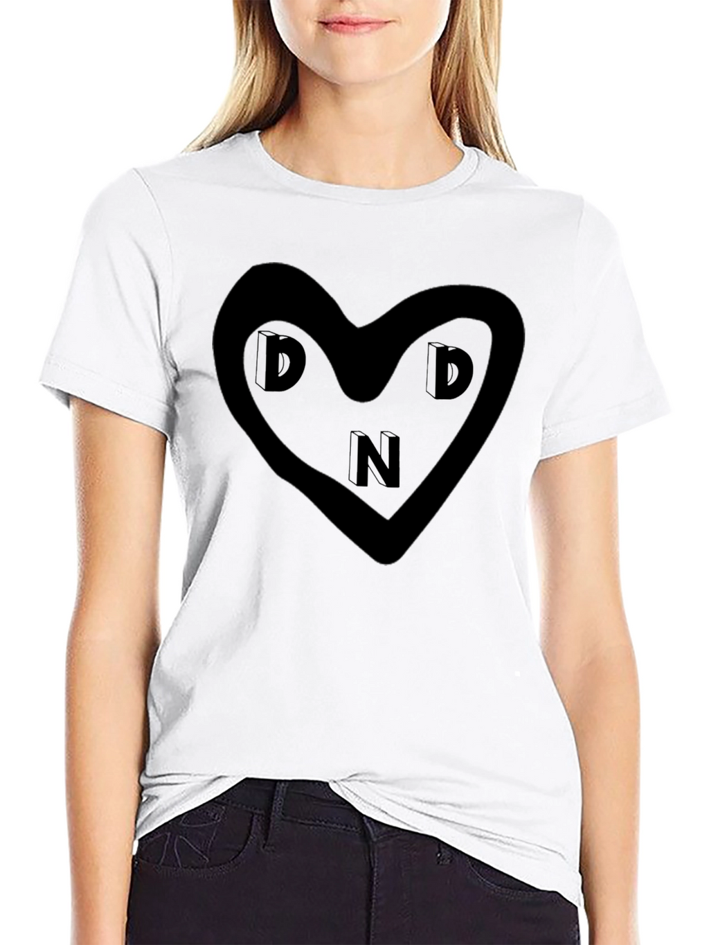 DND Heart Graphic Black T-Shirt - Soft & Stylish