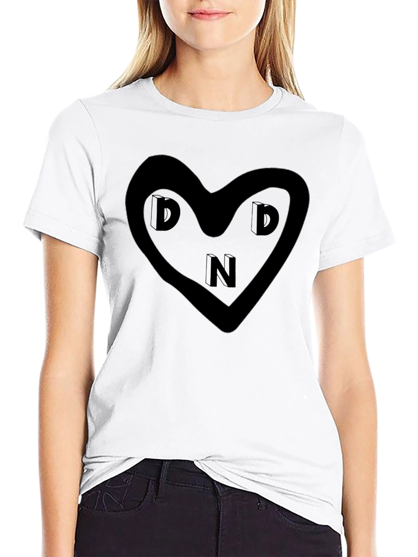 DND Heart Graphic Black T-Shirt - Soft & Stylish