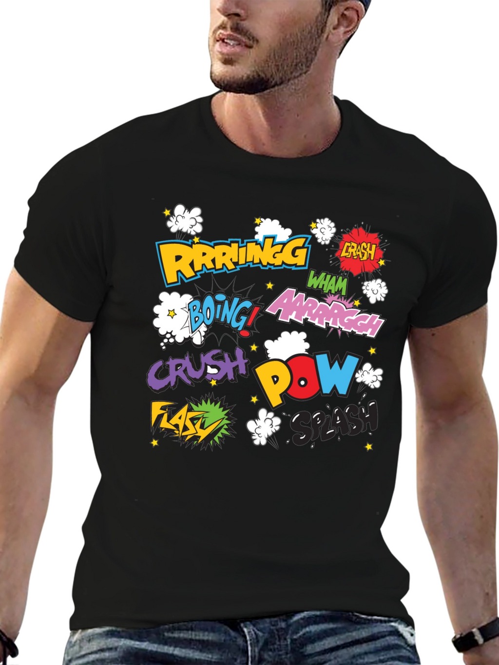 Comic Book Style Sound Effects Graphic T-Shirt