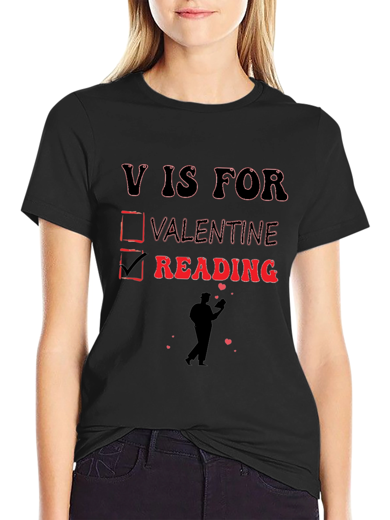 V is for Reading T-Shirt - Valentines Day Novelty Tee