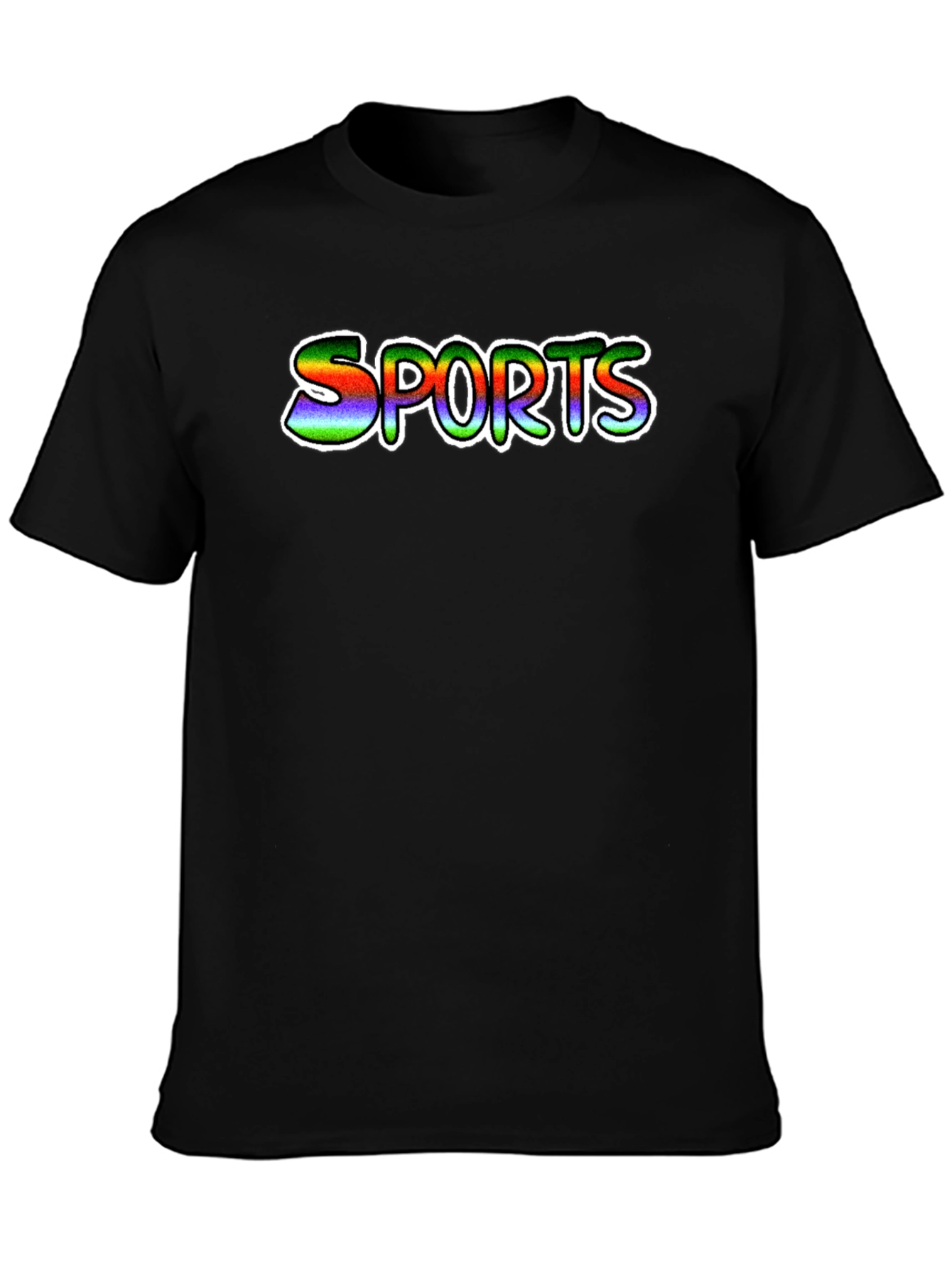 Colorful SPORTS Graphic Print Black T-Shirt