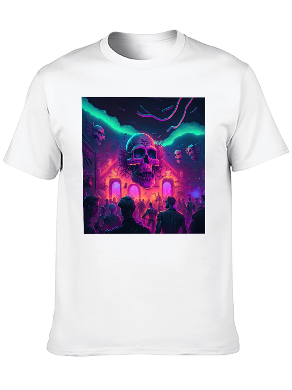 Neon Skull Party Black T-Shirt