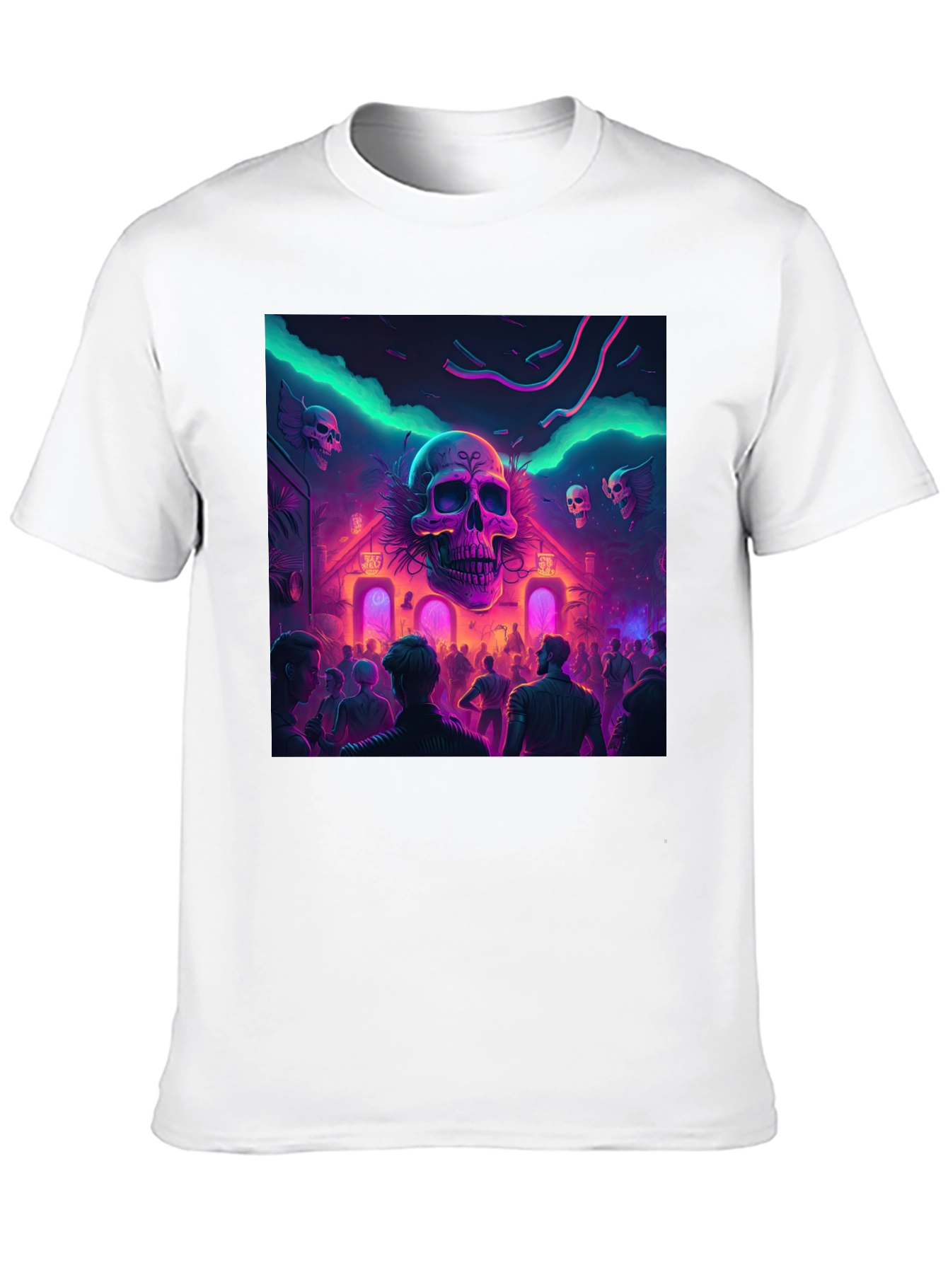 Neon Skull Party Black T-Shirt