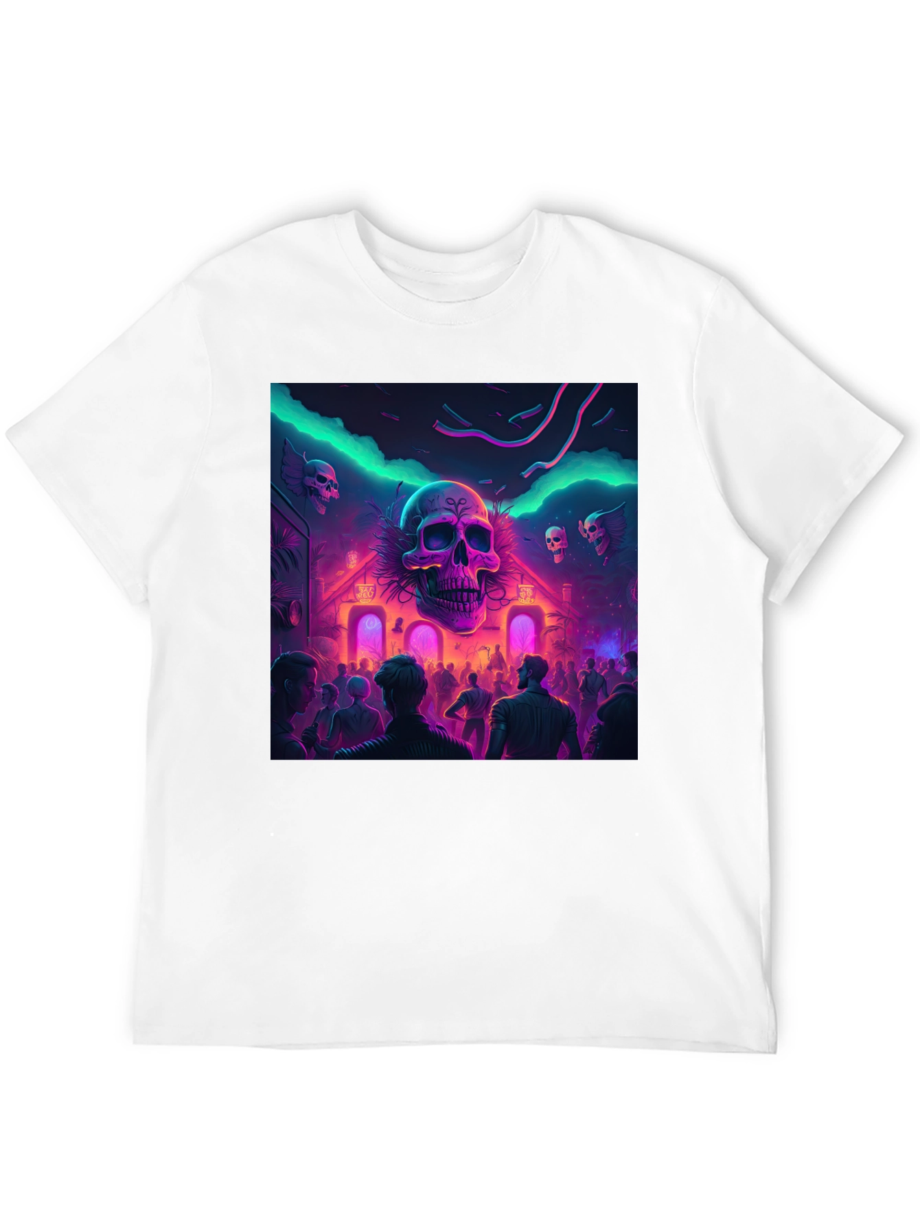 Neon Skull Party Black T-Shirt