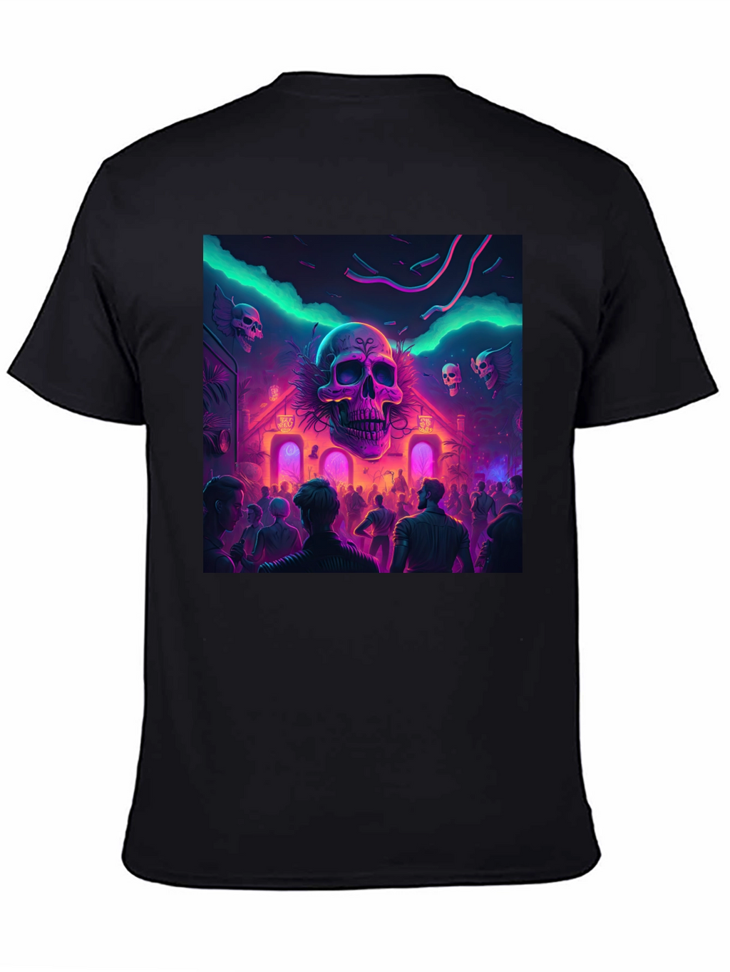 Neon Skull Party Black T-Shirt
