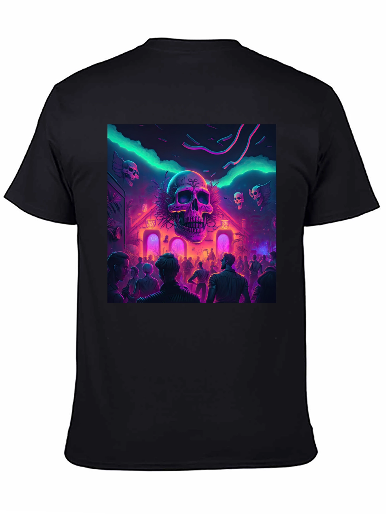 Neon Skull Party Black T-Shirt