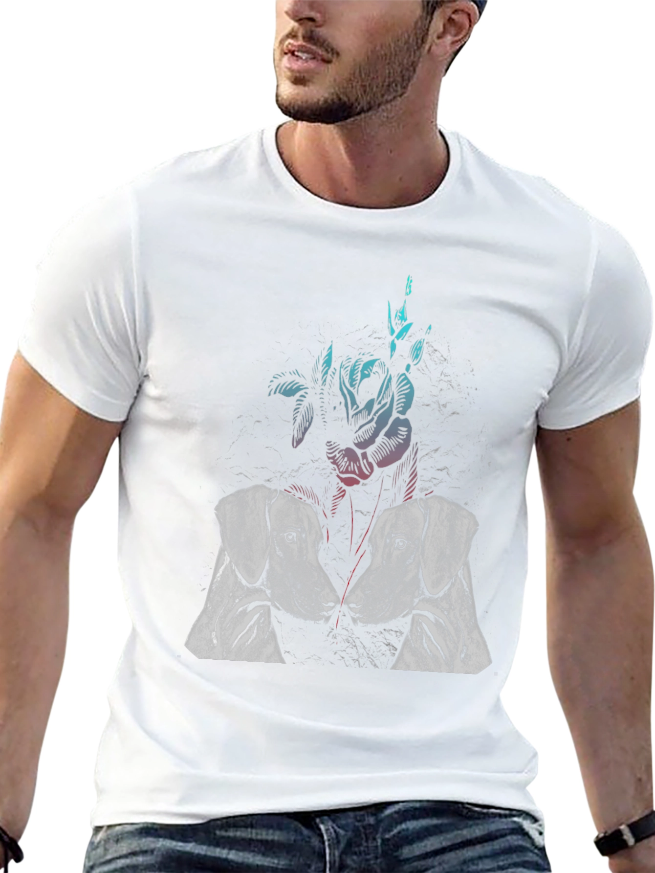 Dog and Rose Graphic T-Shirt