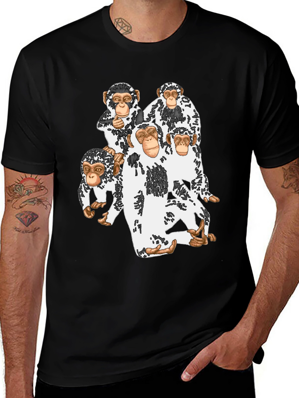 Monkey Crew Graphic Tee - Funky Black T-Shirt