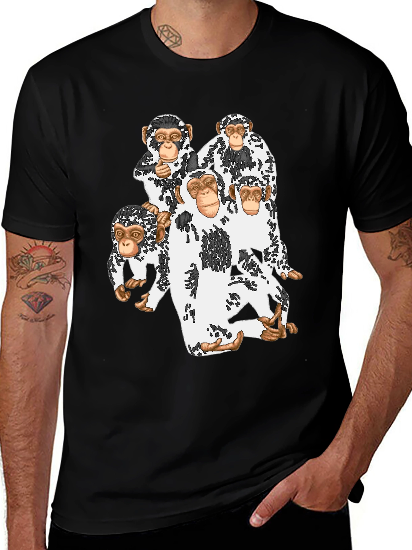 Monkey Crew Graphic Tee - Funky Black T-Shirt