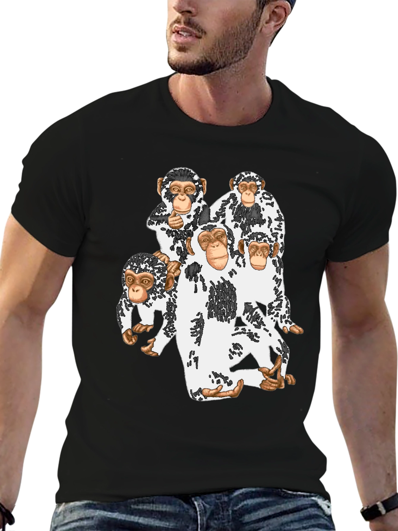 Monkey Crew Graphic Tee - Funky Black T-Shirt