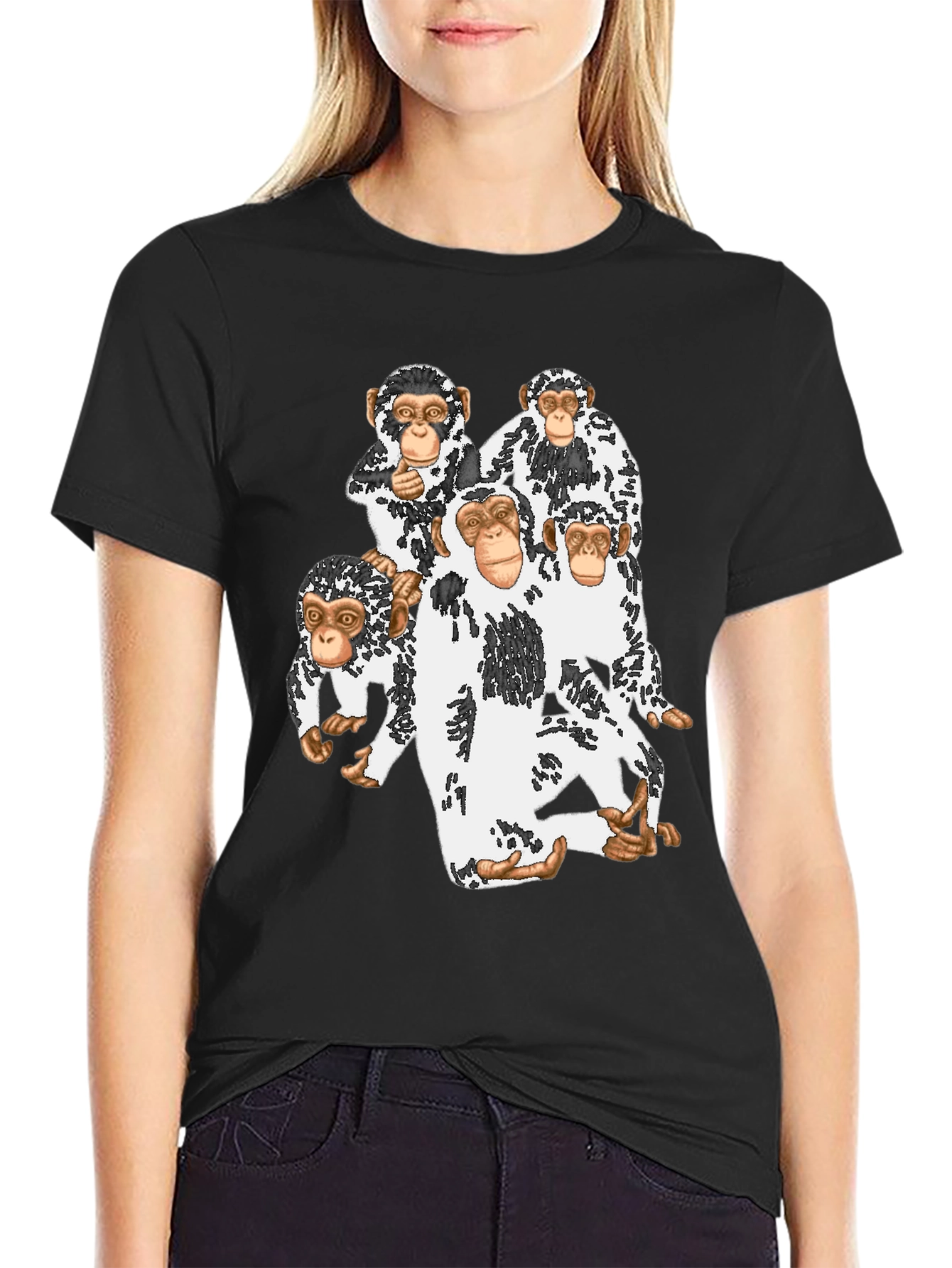 Monkey Crew Graphic Tee - Funky Black T-Shirt