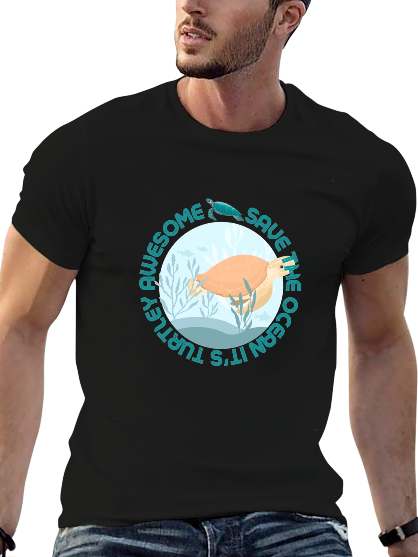 Save the Ocean Awesome Turtle Graphic Tee