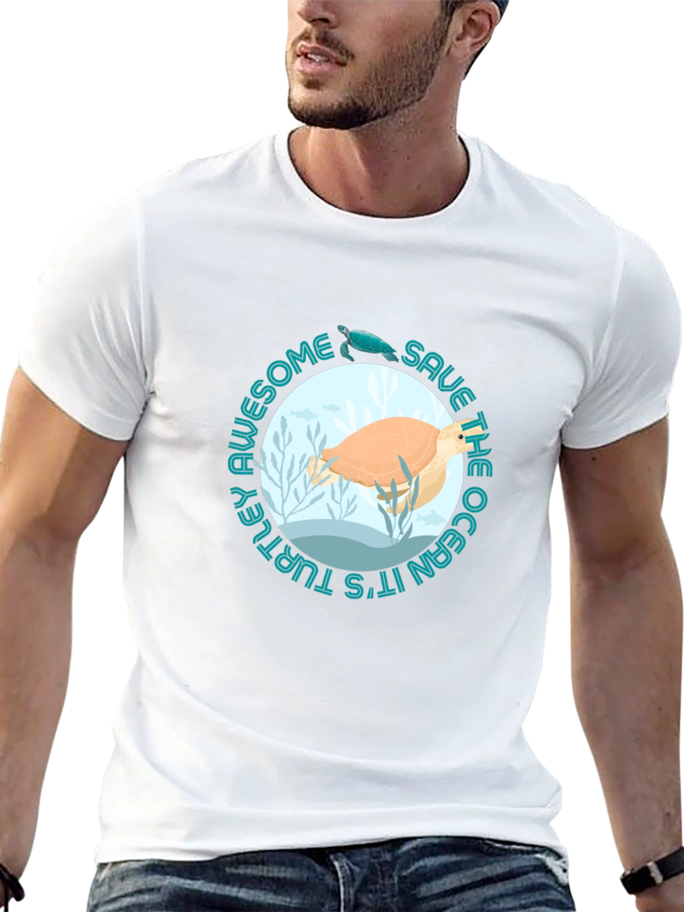 Save the Ocean Awesome Turtle Graphic Tee