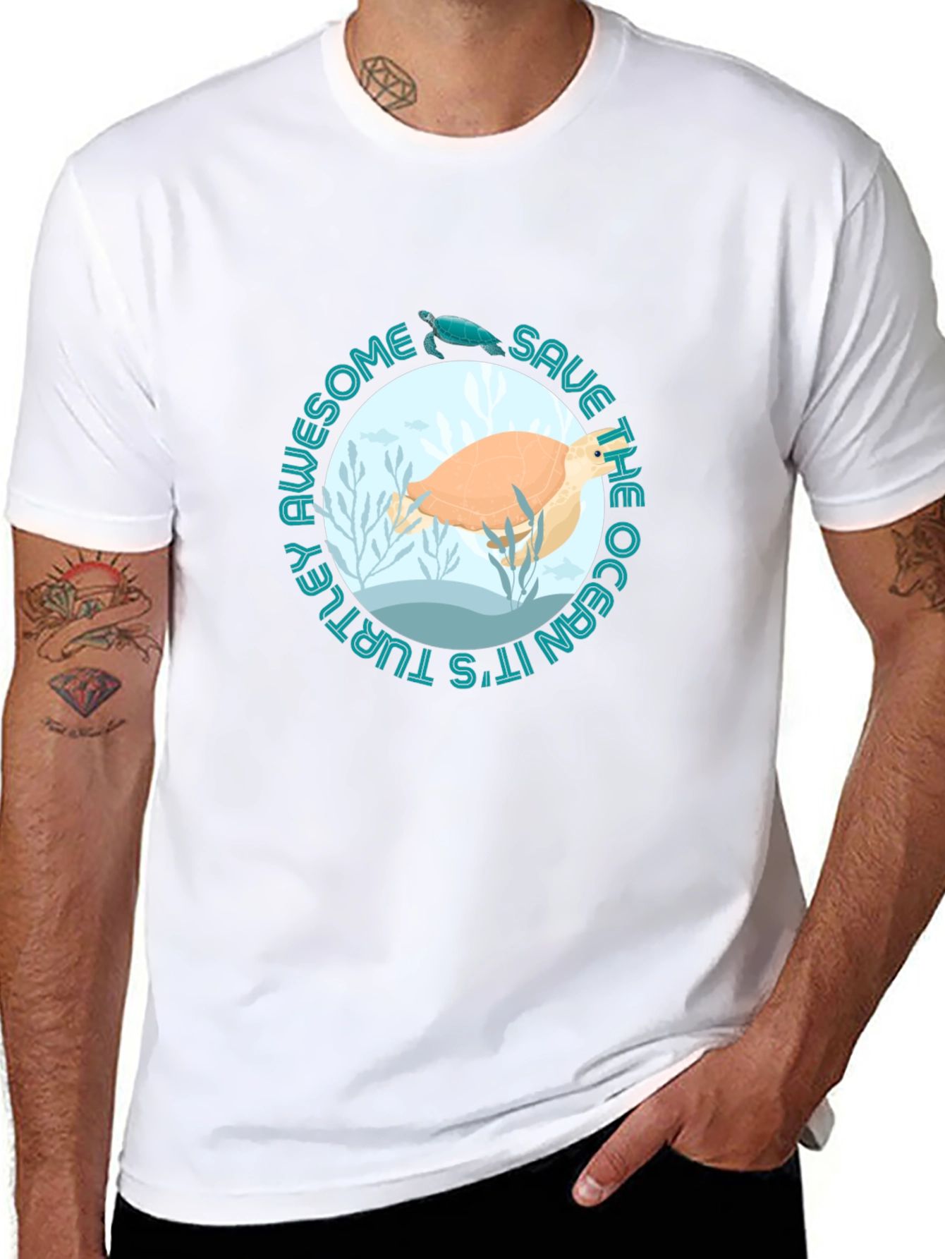 Save the Ocean Awesome Turtle Graphic Tee