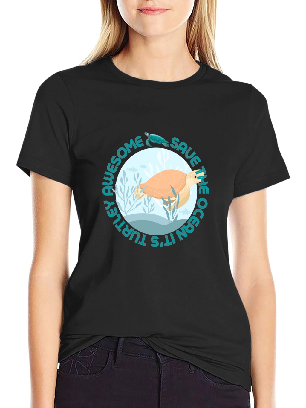 Save the Ocean Awesome Turtle Graphic Tee