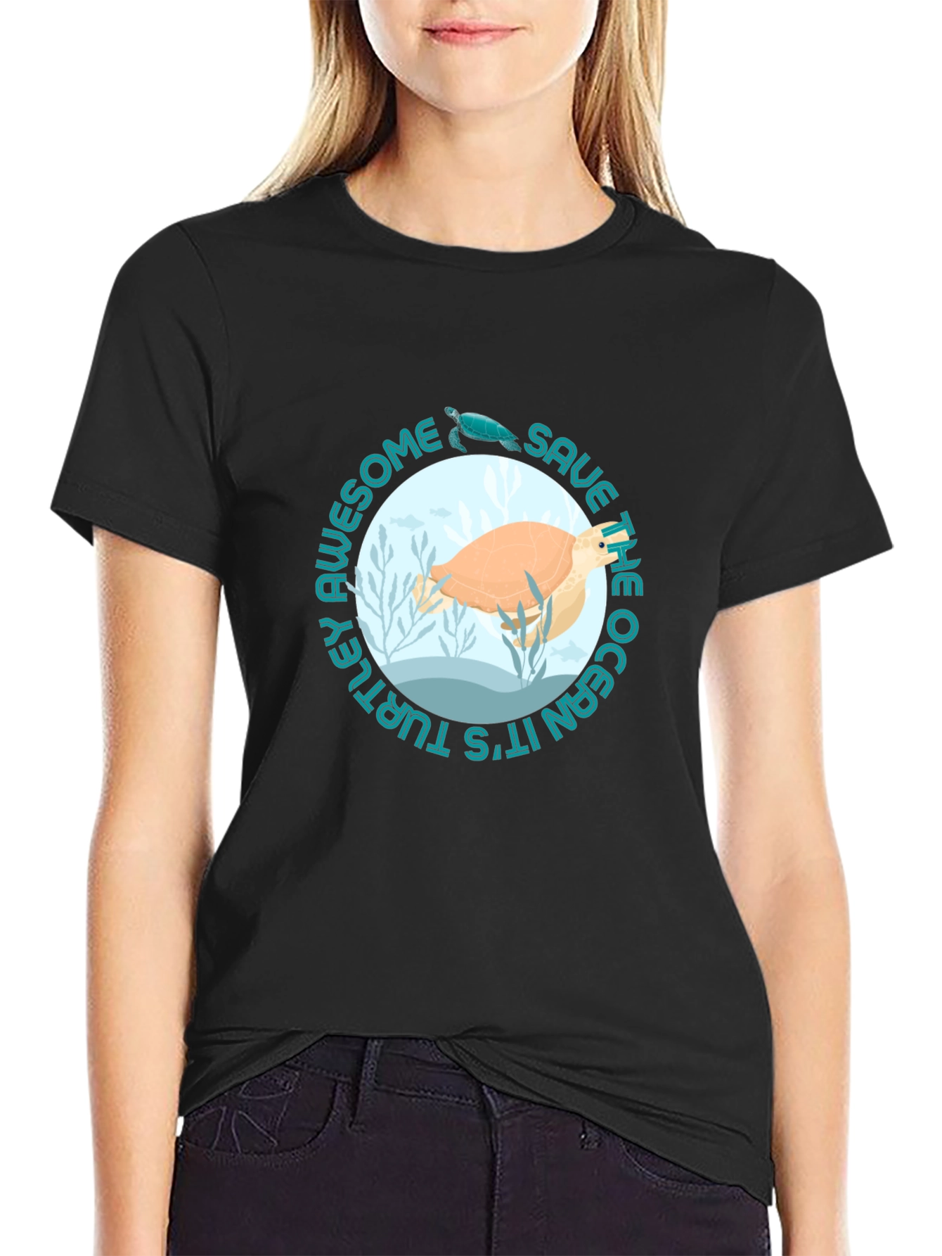 Save the Ocean Awesome Turtle Graphic Tee