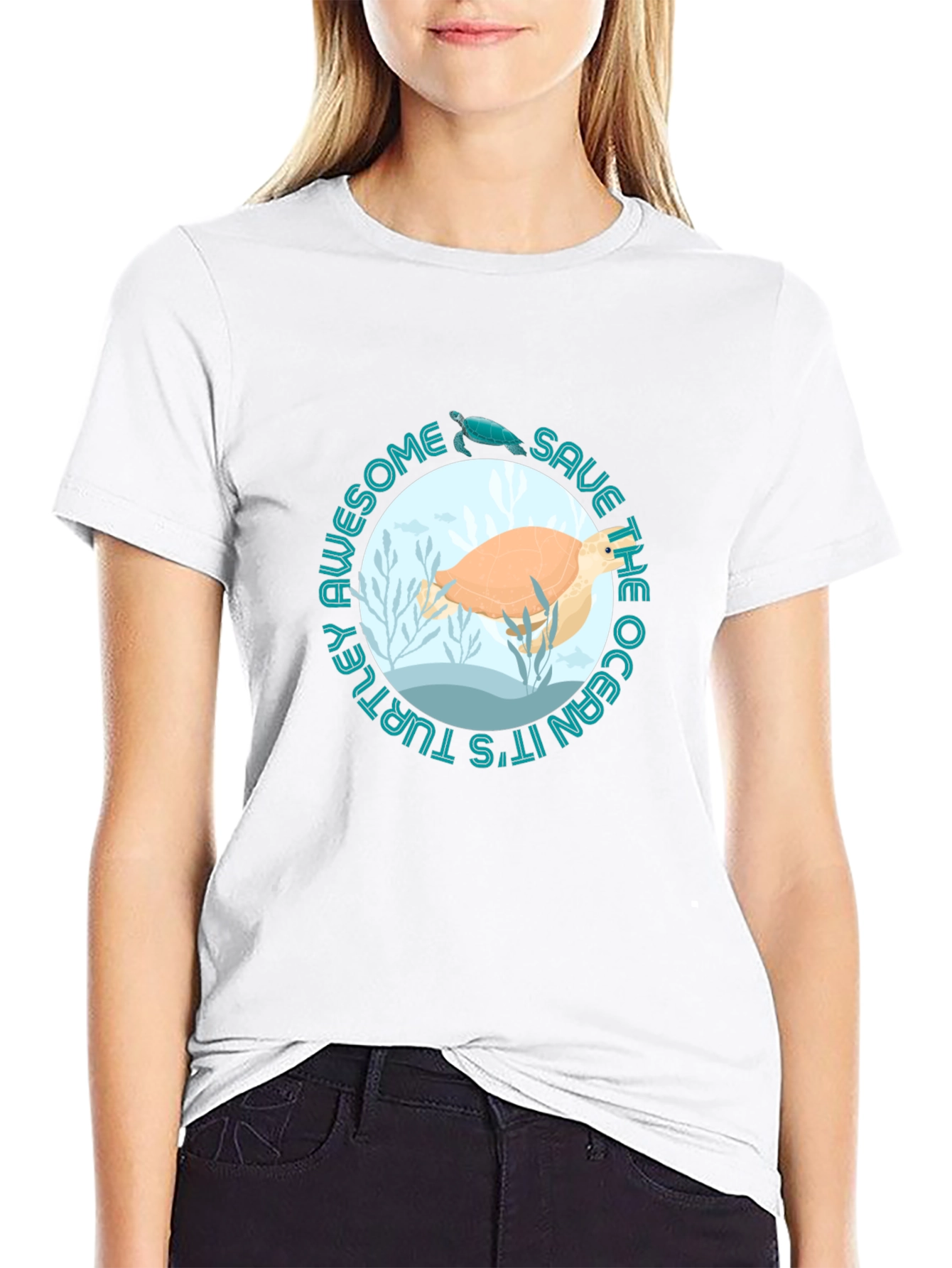 Save the Ocean Awesome Turtle Graphic Tee
