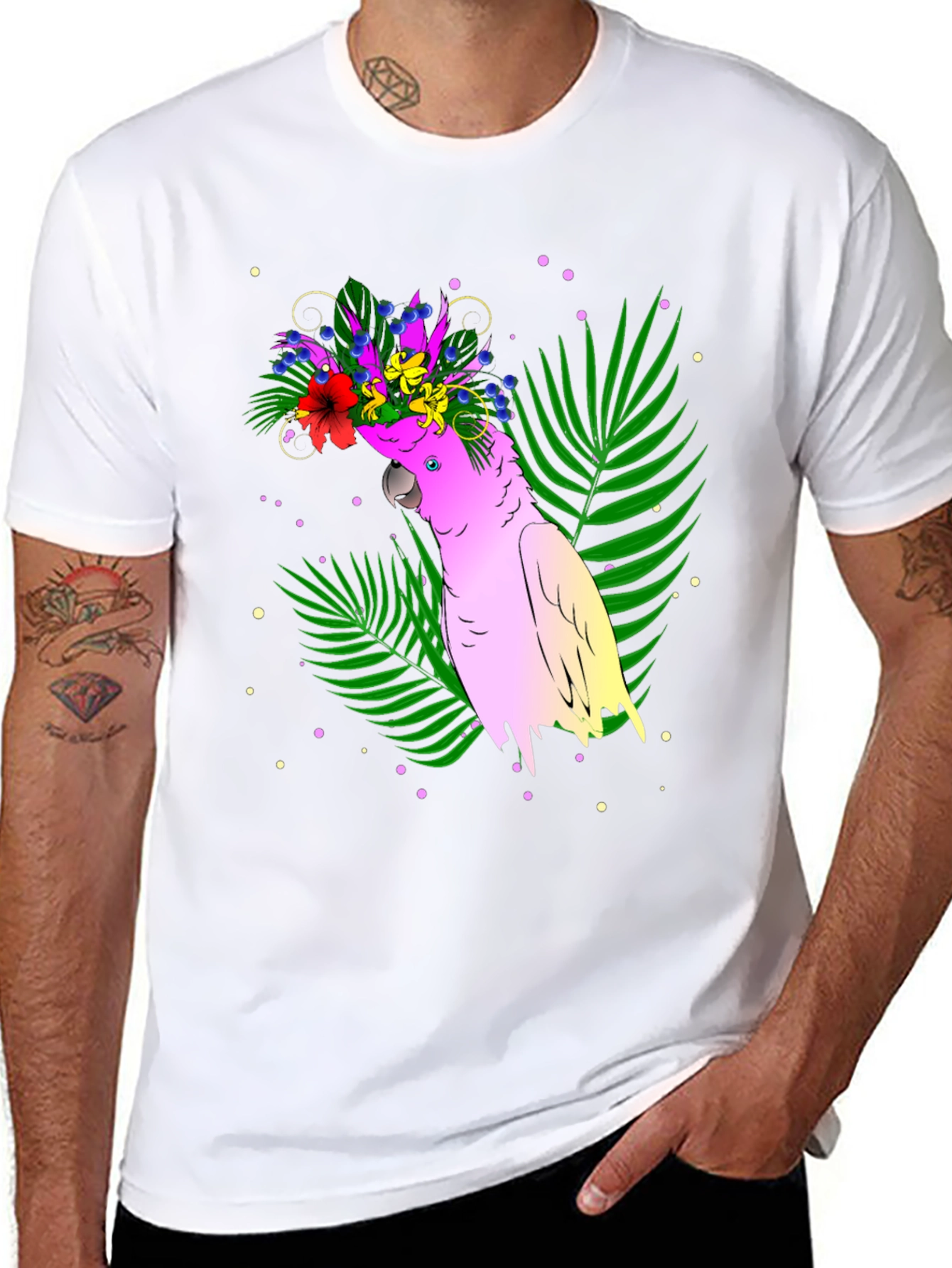 Tropical Parrot Graphic Tee - Vibrant Summer Style