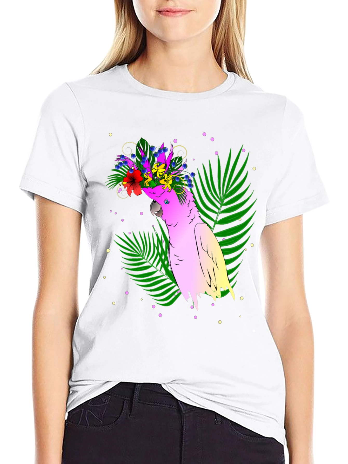 Tropical Parrot Graphic Tee - Vibrant Summer Style