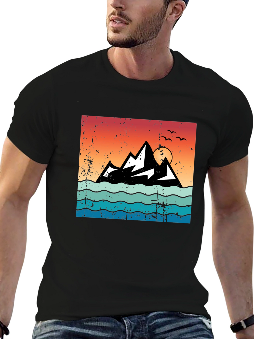 Retro Mountain Sunset Graphic Tee